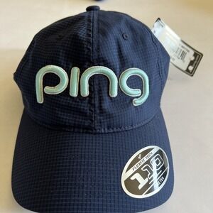 Ping Ladies Golf Aero Navy/Teal Vented 110 Flex Fit Tech Golf Hat Cap NWT